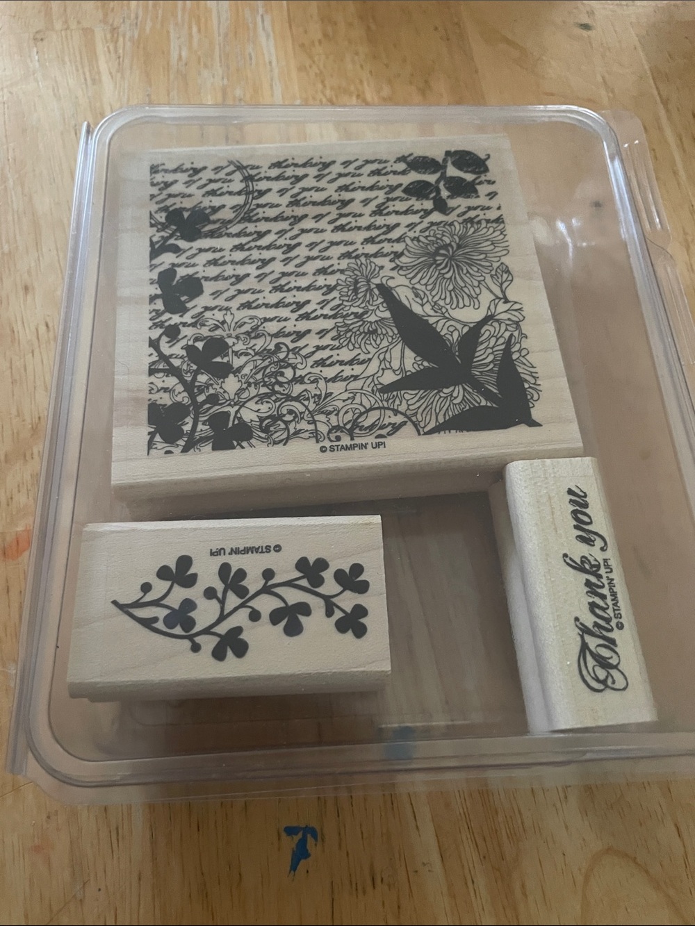 Stampin' Up! Wood-Mounted Floral & Script Stamp Set - Black on Wood - Picture 2 of 2